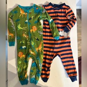 Hatley and Carter’s Green Animal Print and Orange Navy Striped Footies